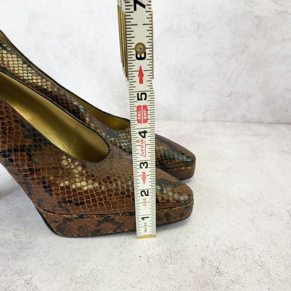 Yves‎ Saint Laurent Shoes Leather 7.5 Sandals Snakeskin Pump Snake YSL $2,507 - Picture 4 of 14